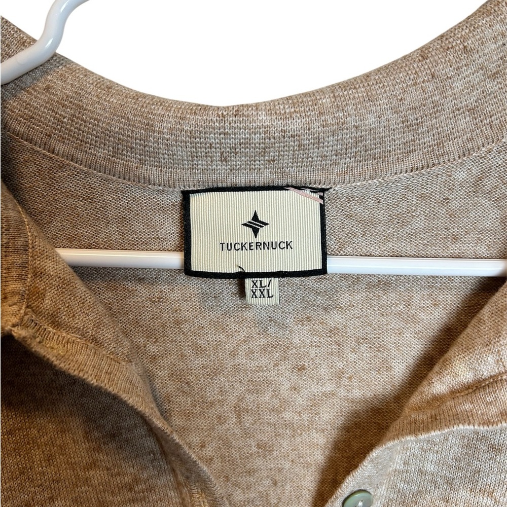 Tuckernuck Clayton Long Sleeve Knit Polo In Beige Size XL/XXL - Picture 2 of 4